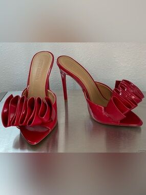 NEW CANDY APPLE RED RUFFLE STILETTO HEELS